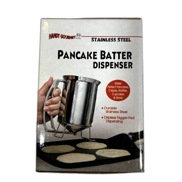 Pancake Batter Dispenser Handy Gourmet Stainless Steel Holds 3 Cups Batter NEW - Picture 2 of 3